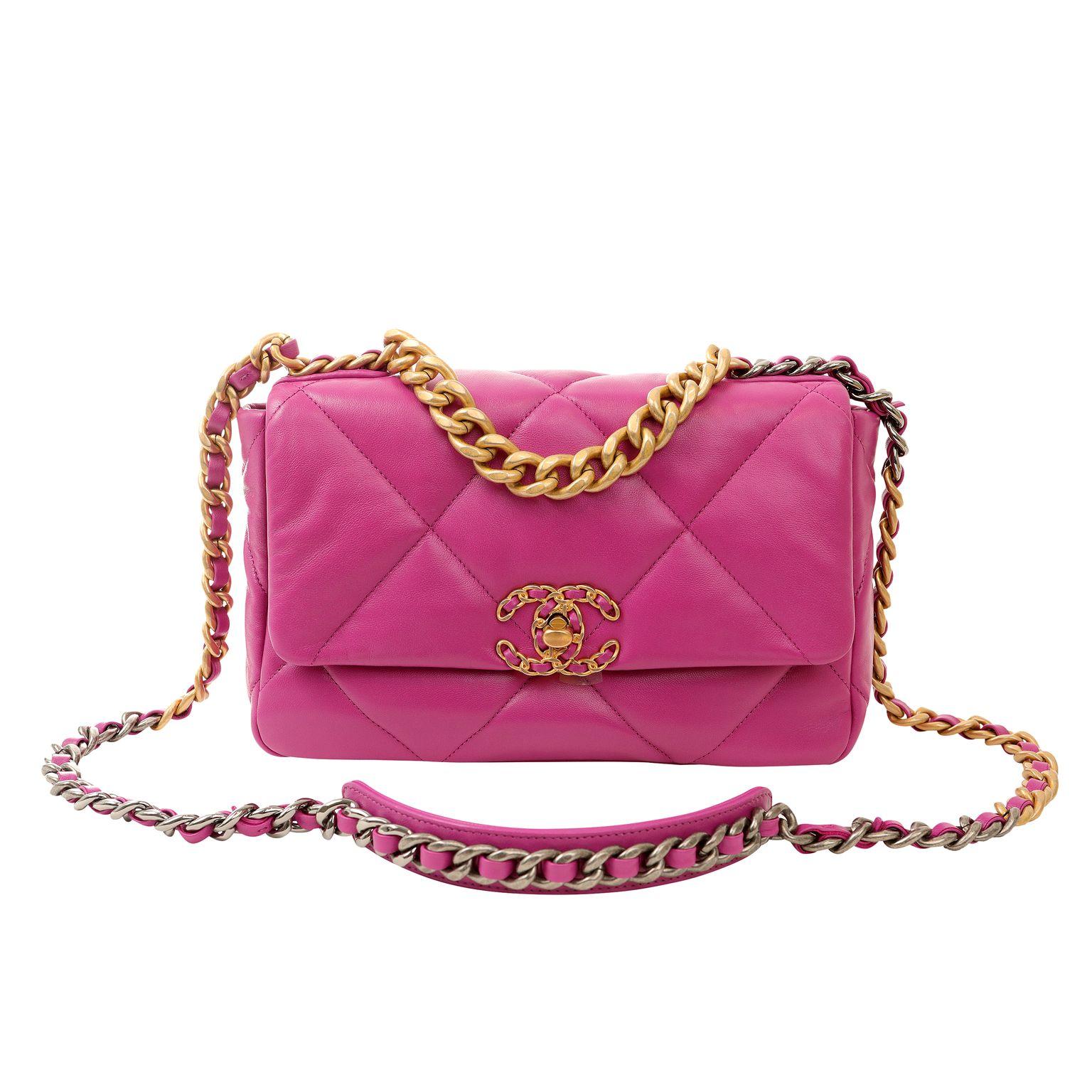 Women's Chanel Bright Purple Lambskin Small 19 Bag with Mixed metal Hardware For Sale