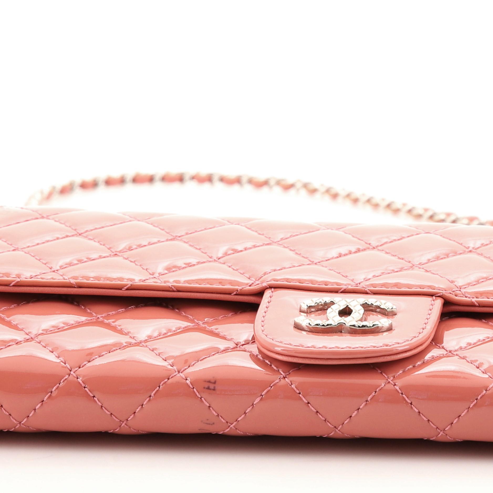 Chanel Brilliant Wallet on Chain Clutch Quilted Patent East West In Good Condition In NY, NY