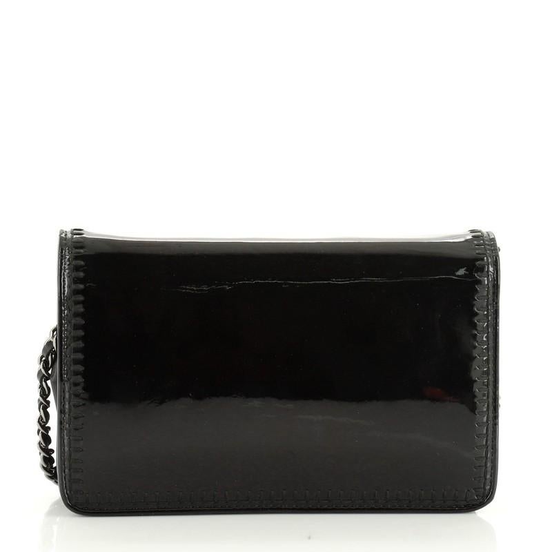 Black Chanel Brilliant CC Wallet on Chain Stitched Patent