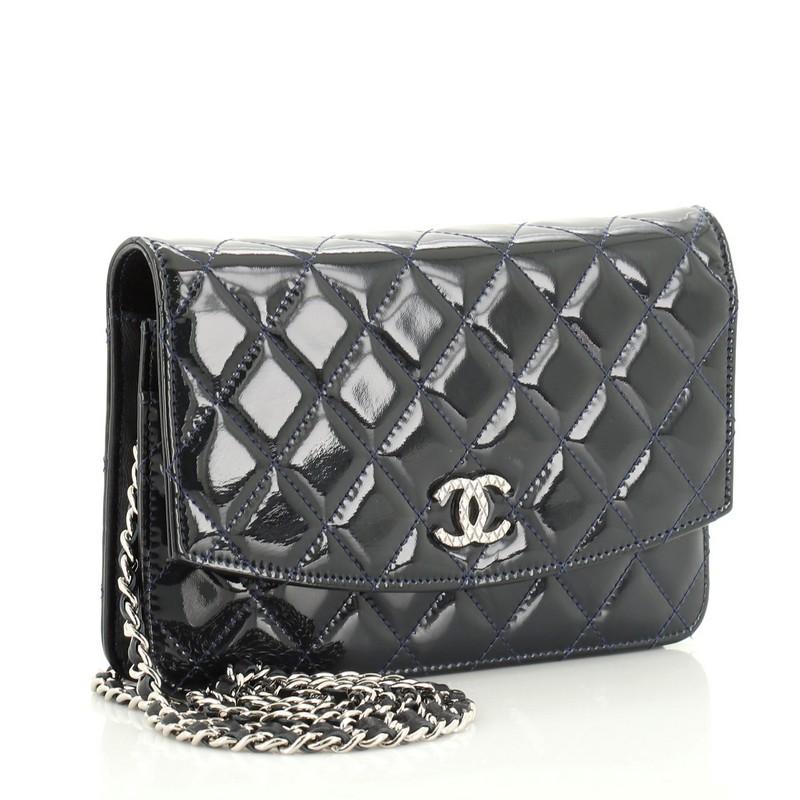 Black Chanel Brilliant Wallet on Chain Quilted Patent