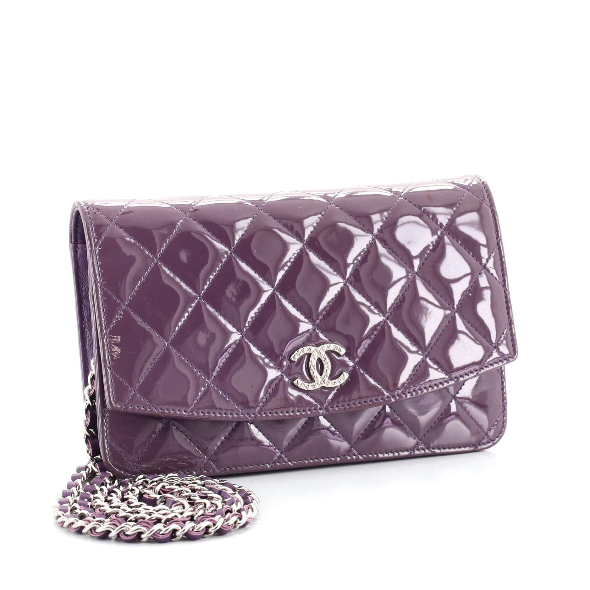 chanel purple wallet on chain