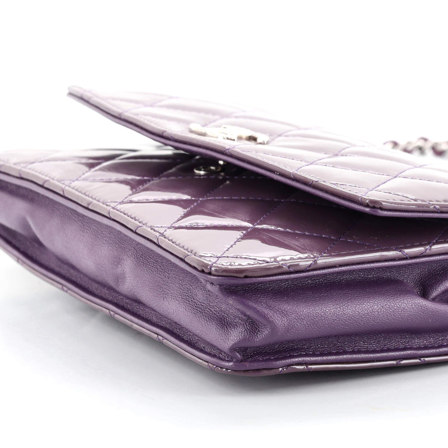 Gray Chanel Brilliant Wallet on Chain Quilted Patent