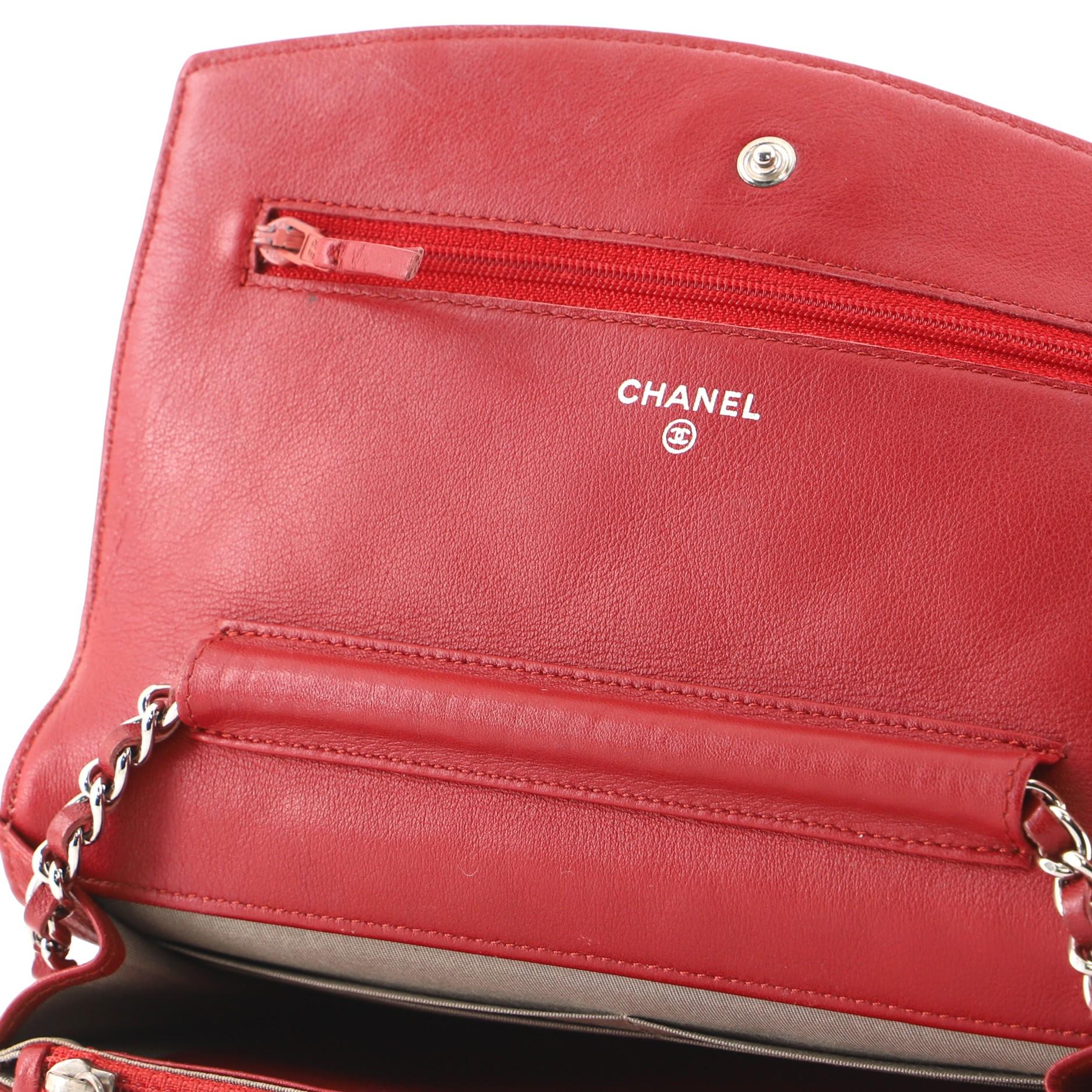Chanel Brillant Brieftasche an Kette Gestepptes Lackleder 2