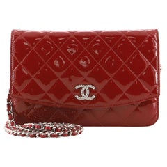 Chanel Brillant Brieftasche an Kette Gestepptes Lackleder