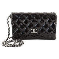 Chanel Brillant Brieftasche an Kette Gestepptes Lackleder
