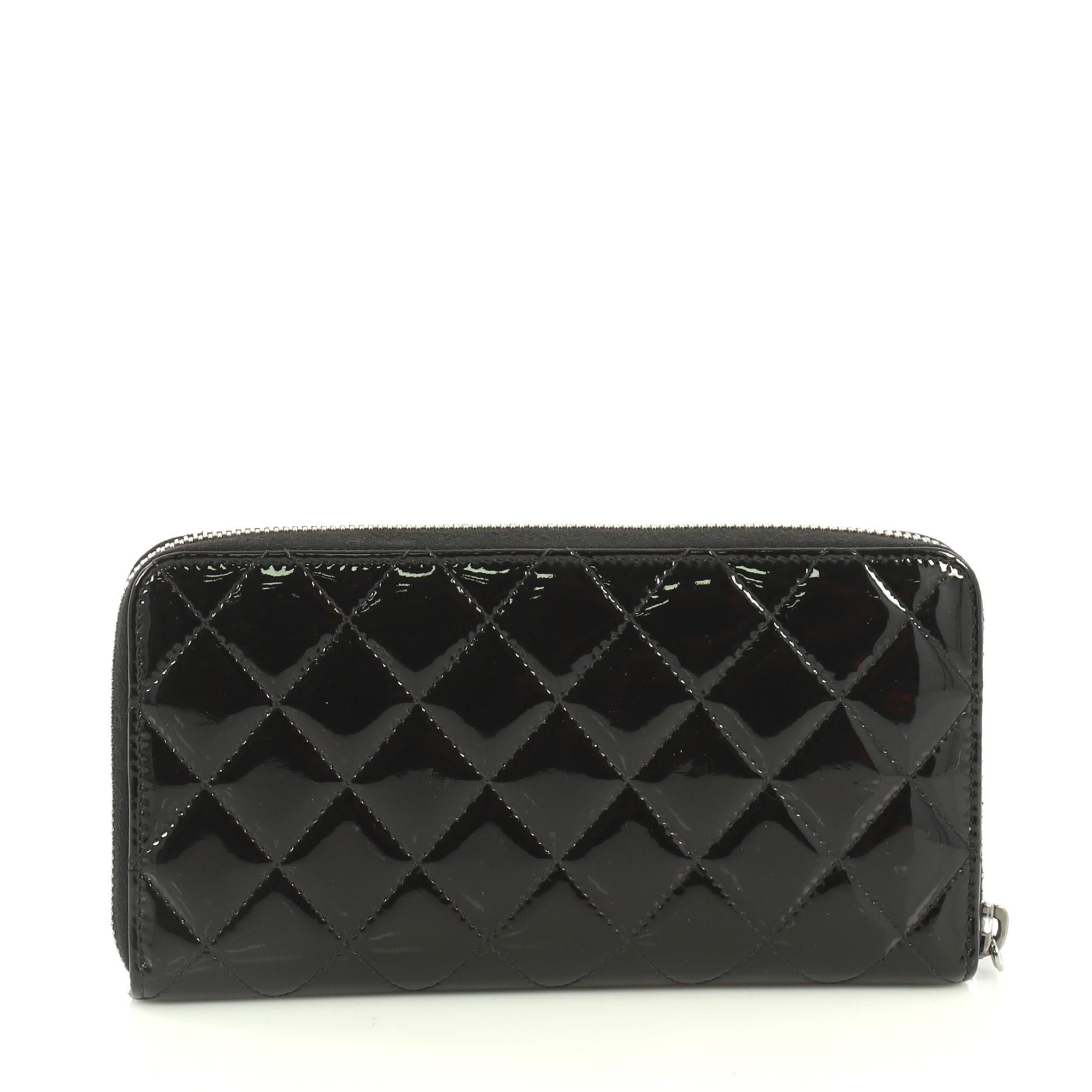 Chanel Brilliant Zip Around Wallet Quilted Patent Long In Good Condition In NY, NY