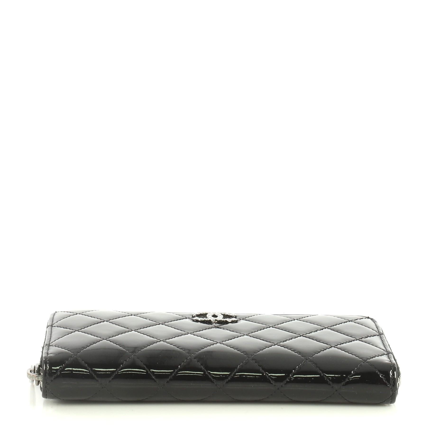 Women's or Men's Chanel Brilliant Zip Around Wallet Quilted Patent Long