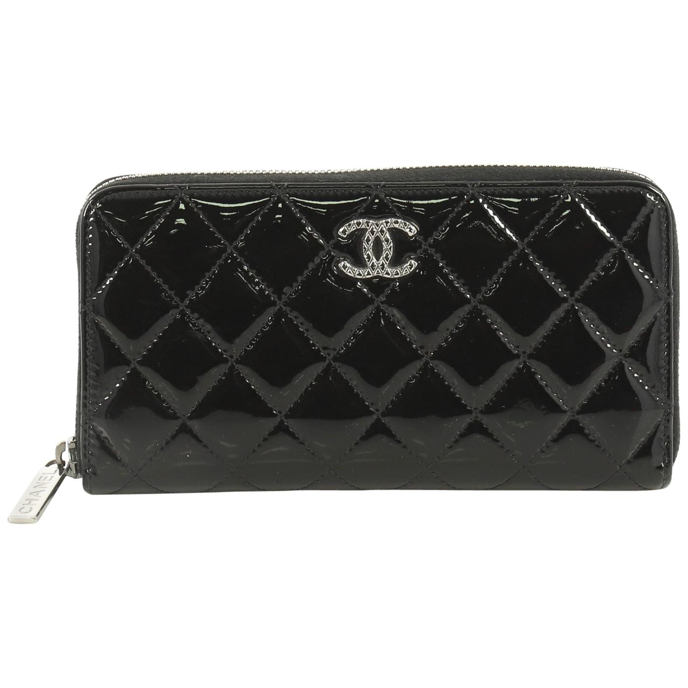 Chanel Brilliant Zip Around Wallet Quilted Patent Long at 1stDibs