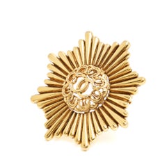 Chanel Broche Métal CC Soleil Radiant 1983 Golden Metal Starburst CC Brooch Box