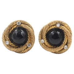 Chanel Bronze Birds Nest With Center Stone Earrings