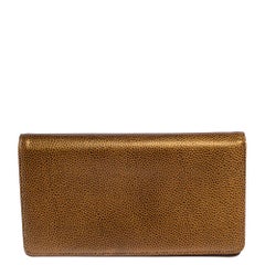 Chanel Bronze Kaviar Leder CC Bifold Lange Brieftasche