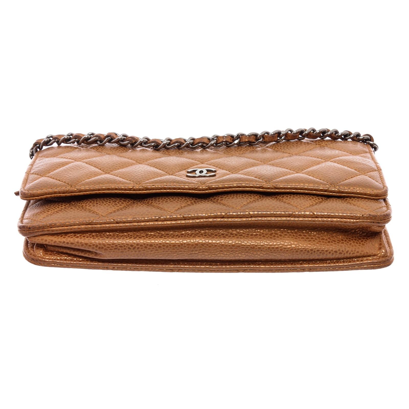 Brown Chanel Bronze Caviar Leather Classic WOC Wallet On Chain Bag