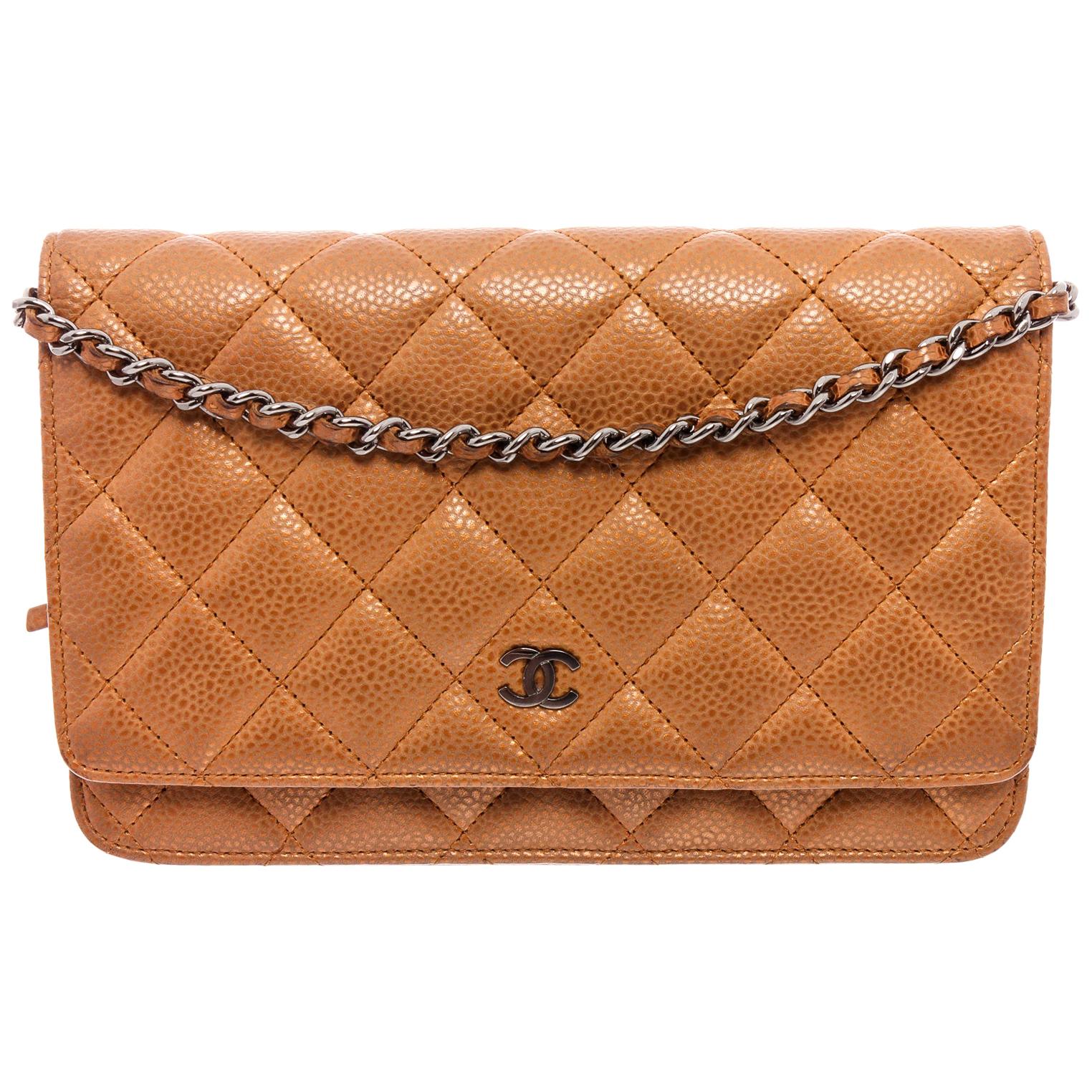 Chanel Bronze Caviar Leather Classic WOC Wallet On Chain Bag at 1stDibs