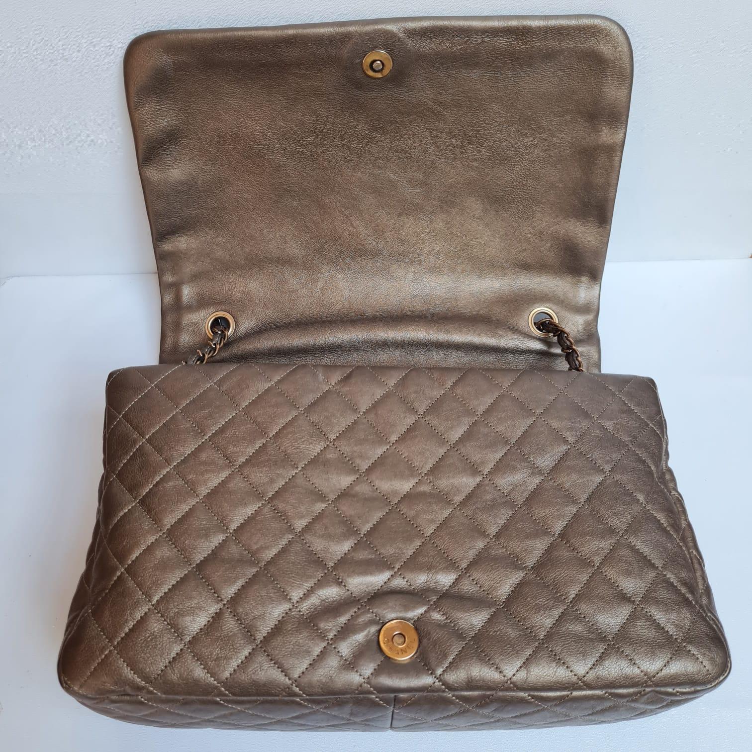 Chanel Bronze CC Quilted Istanbul Jumbo Flap Bag 4