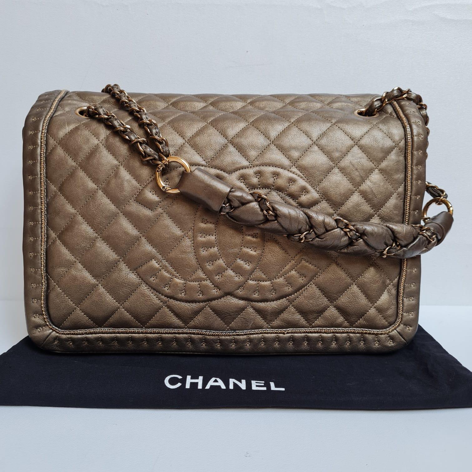 Chanel Bronze CC Quilted Istanbul Jumbo Flap Bag 7