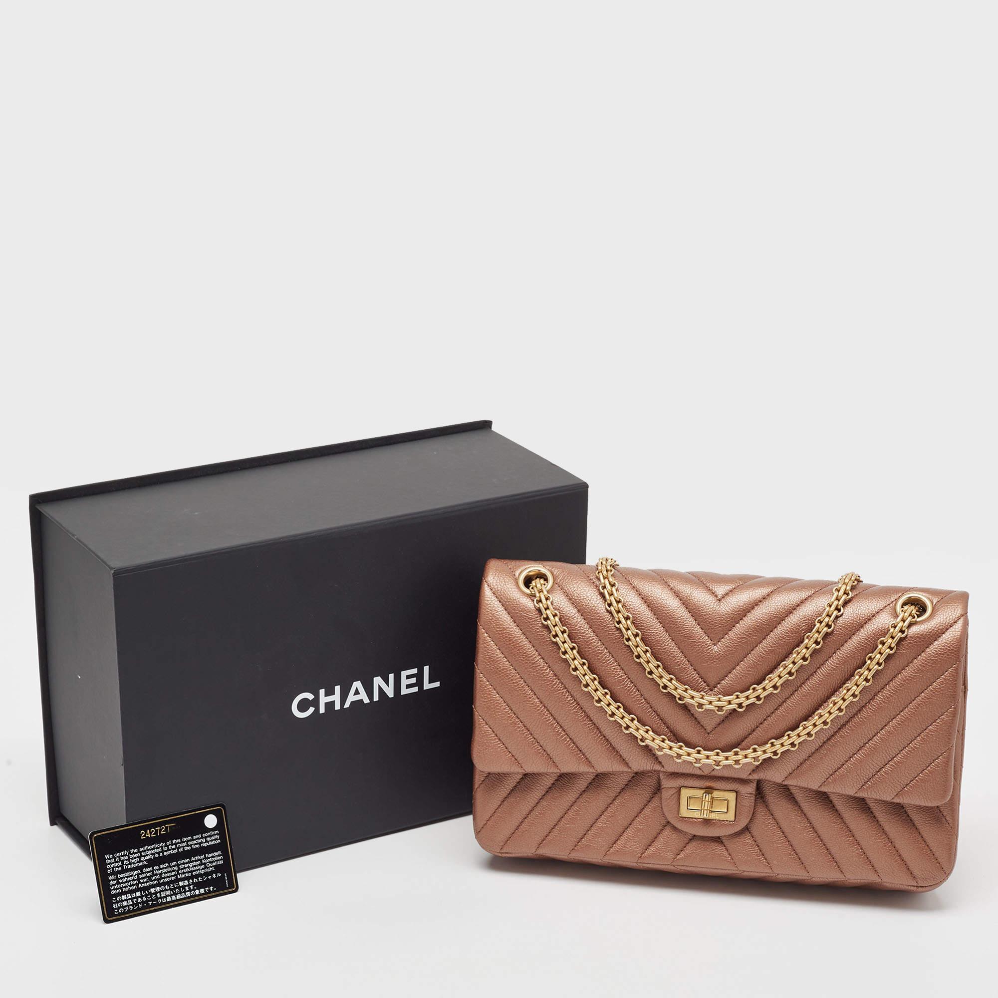 Chanel Bronze Chevron Leather 226 Reissue 2.55 Flap Bag 10