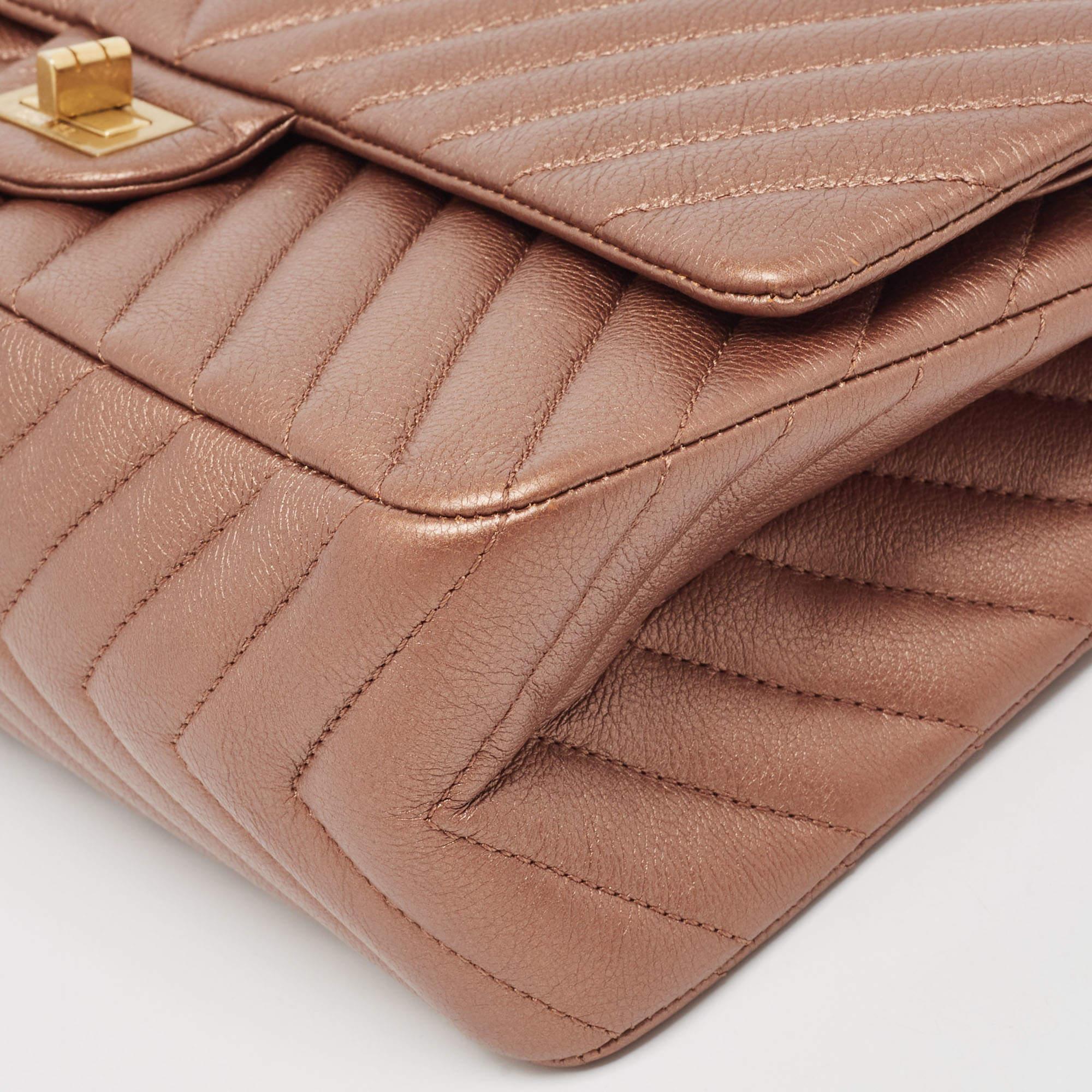 Chanel Bronze Chevron Leather 226 Reissue 2.55 Flap Bag 2