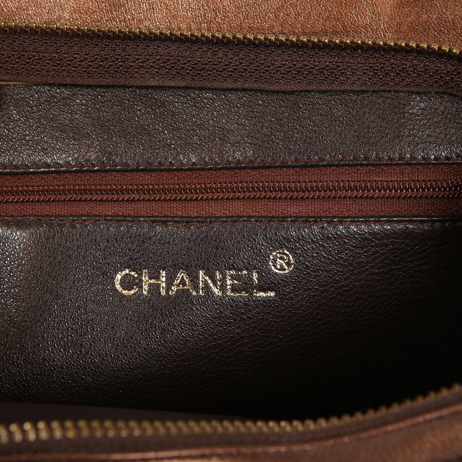 Chanel Bronze Chevron Leather Shoulder Bag 2