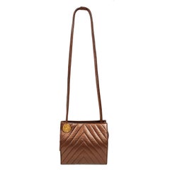 Vintage Chanel Bronze Chevron Leather Shoulder Bag