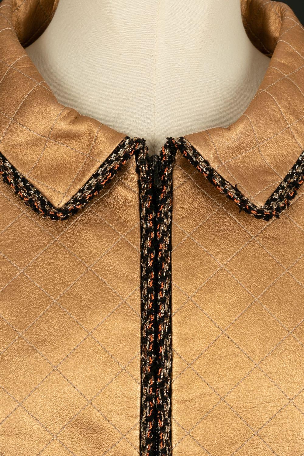 Women's Chanel Bronze Lamb Leather Jacket with Silk Lining