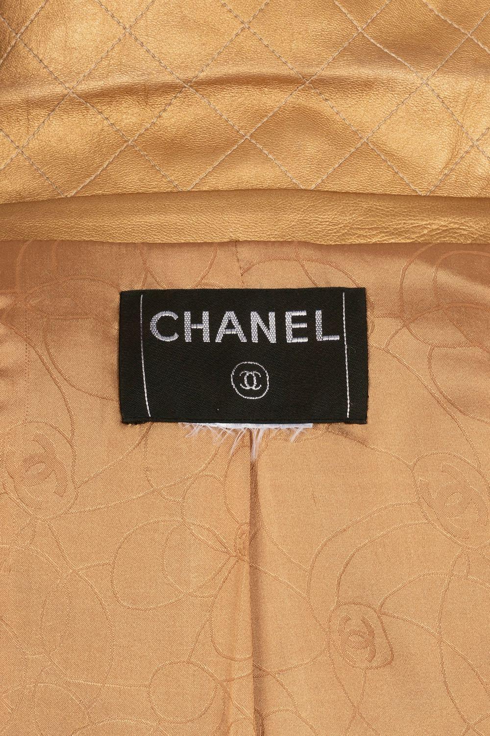 Chanel Bronze Lamb Leather Jacket with Silk Lining 4