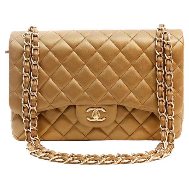 Chanel Brown Lambskin Medium Classic Double Flap Bag For Sale at 1stDibs
