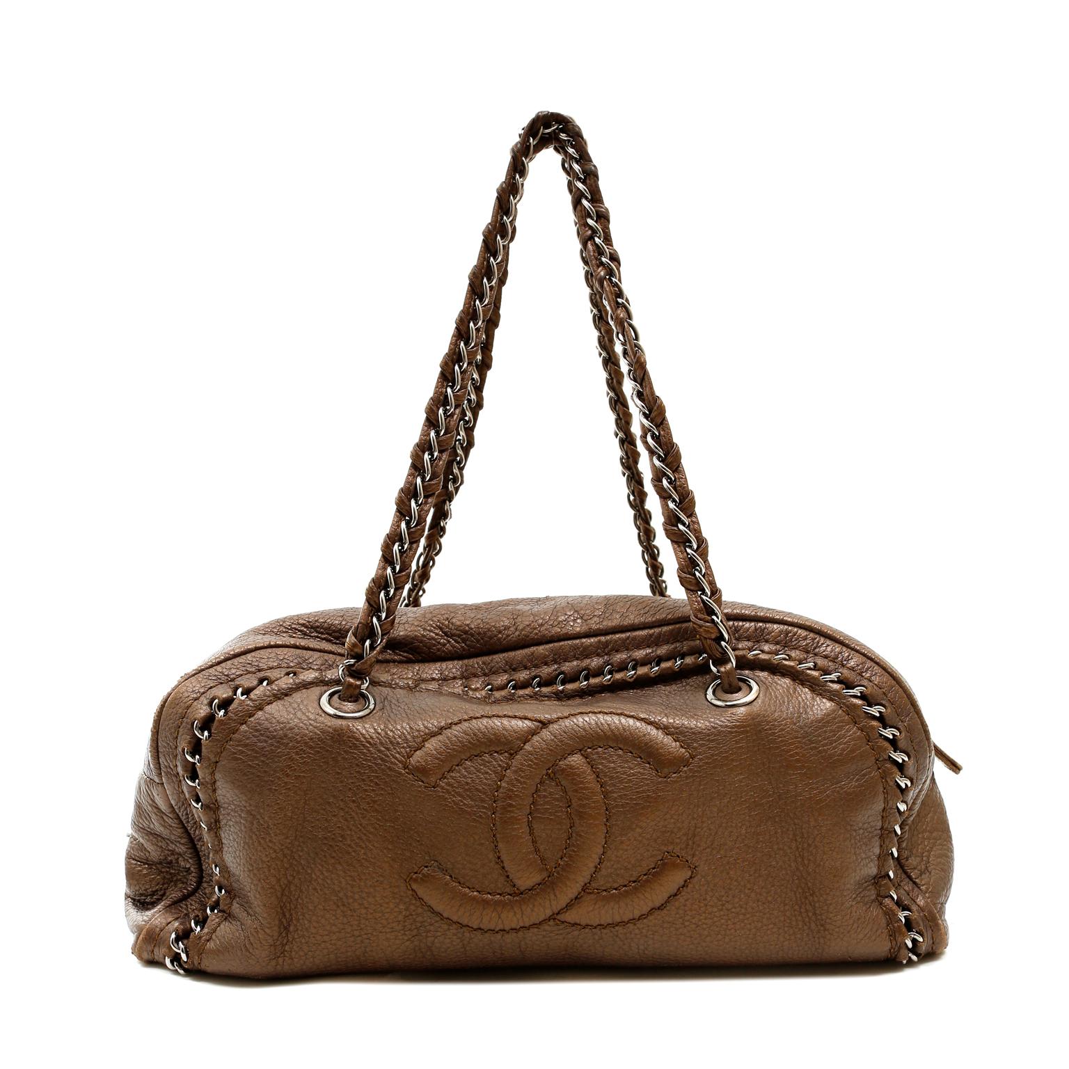 Chanel Bronze Leather Luxe Ligne Bowler Bag 2