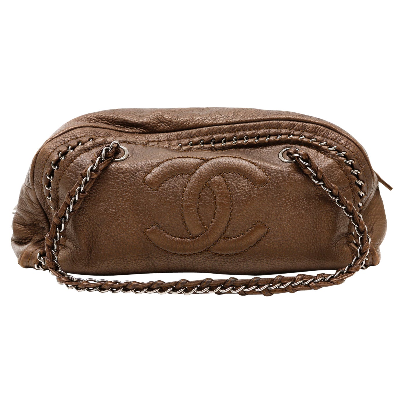 Chanel Bronze Leather Luxe Ligne Bowler Bag