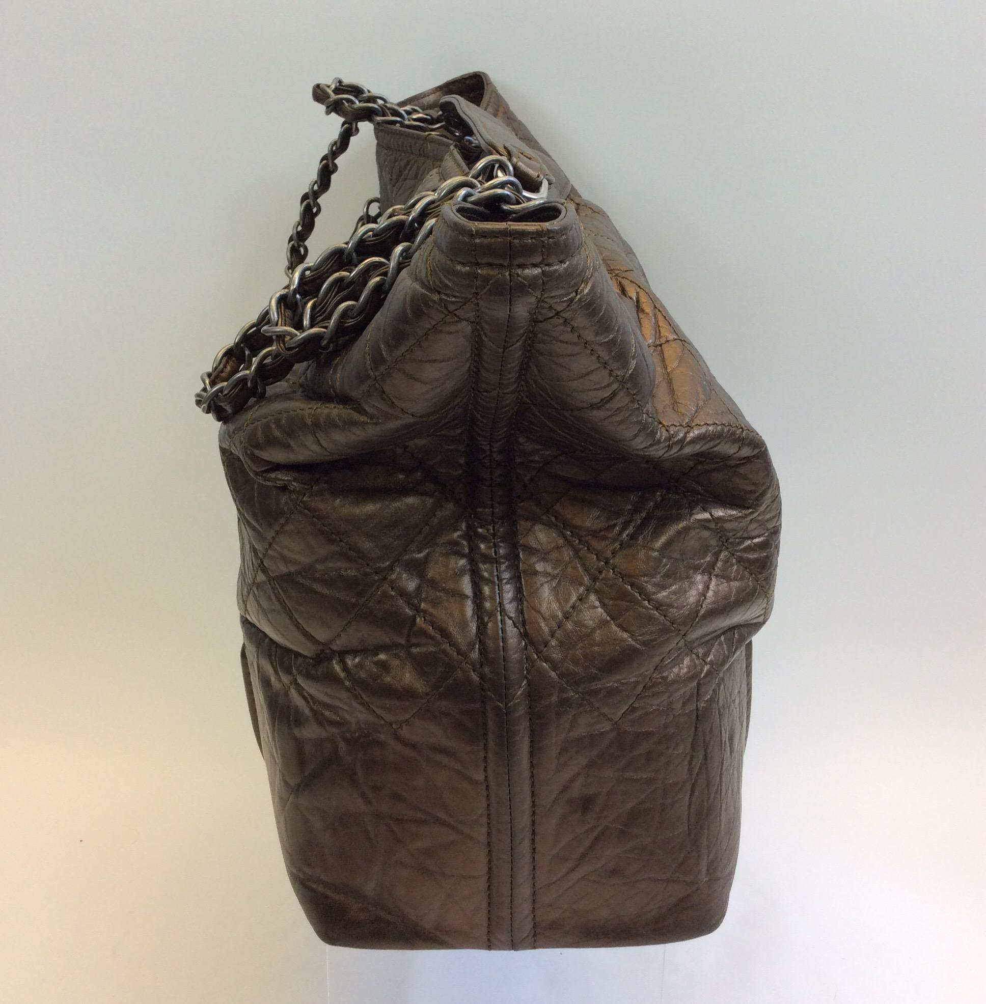 Chanel Bronze Leather Tote  In Good Condition In Narberth, PA