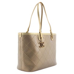 Chanel Bronze Metallic Quilted Caviar Fever Small Tote Bag