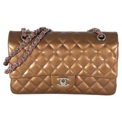 Chanel Bronze Patent Striated Medium Classic Flap Tasche