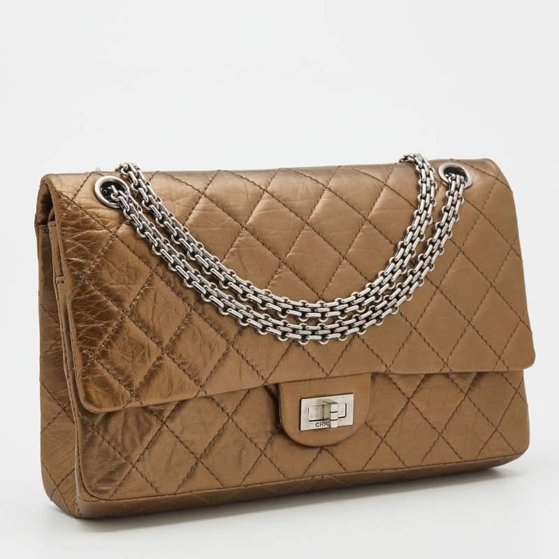 Women's Chanel Bronze Quilted Caviar Leather Reissue 226 Flap Bag