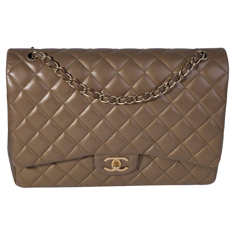 Chanel Bronze Quilted Lambskin Maxi Classic Double Flap Bag For Sale at  1stDibs
