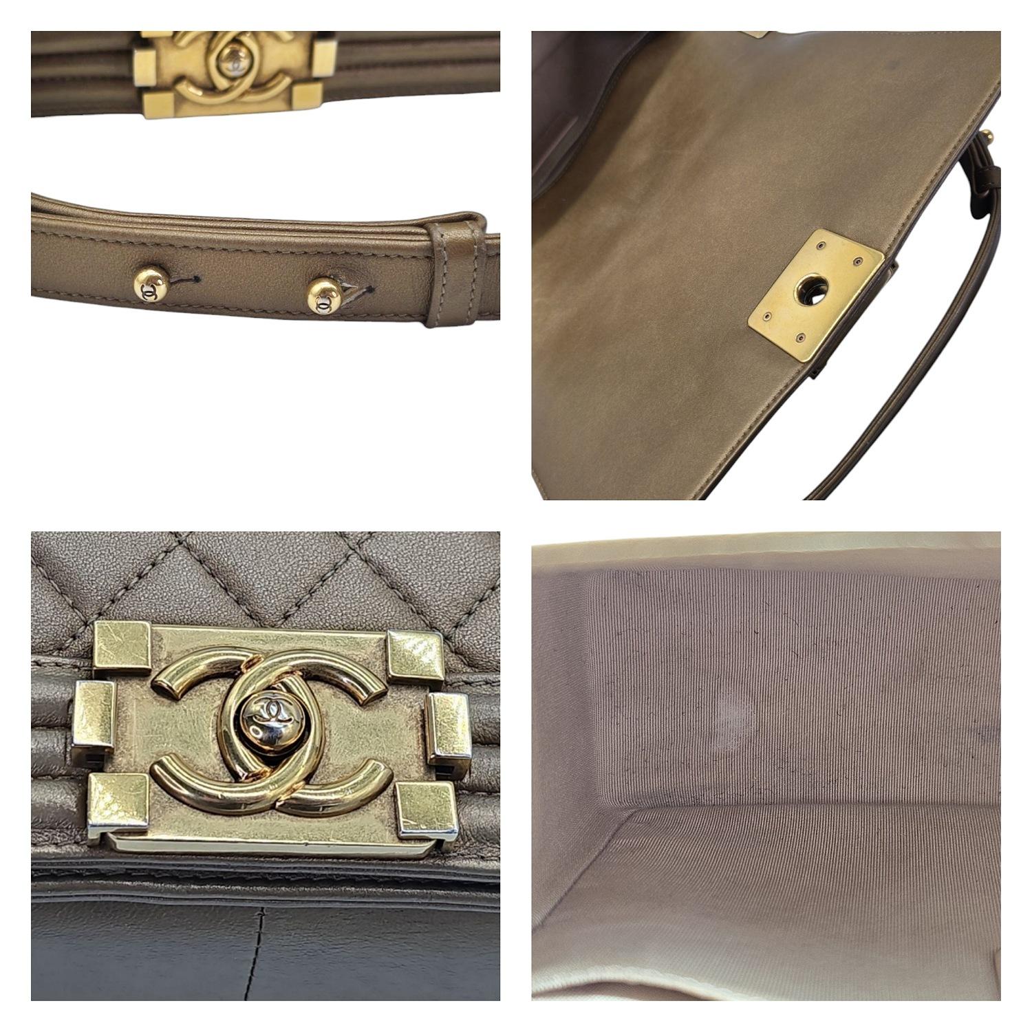 Chanel Bronze Quilted Lambskin Medium Boy Bag For Sale 4