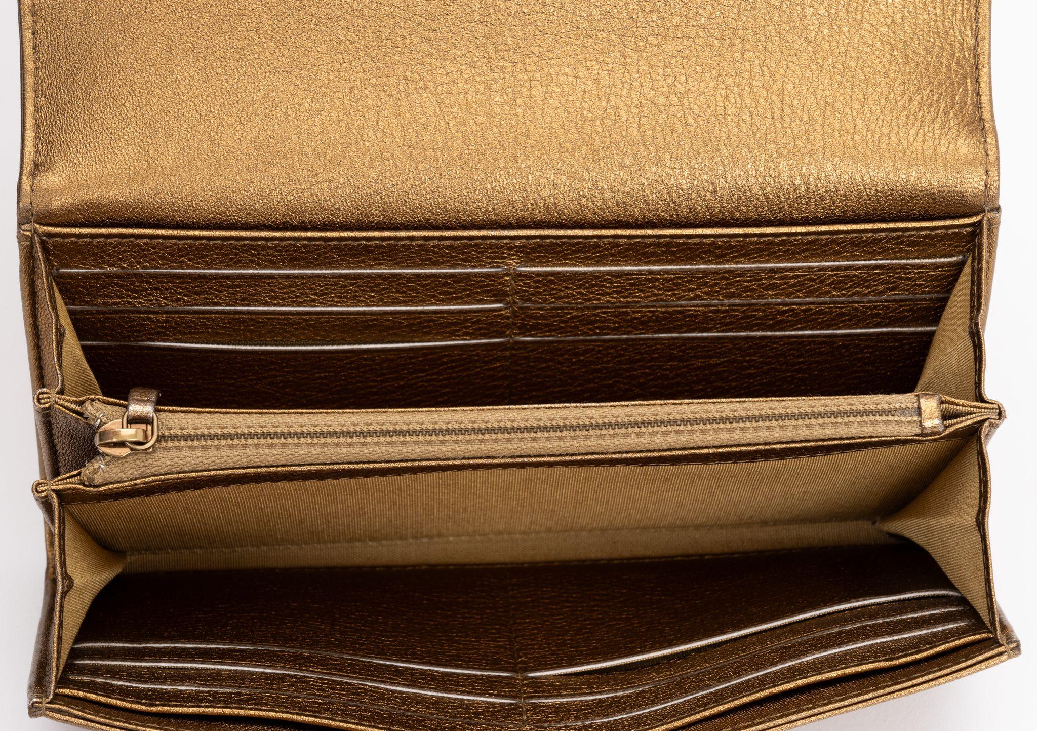 Chanel Bronze Quilted Large Flap Wallet en vente 1