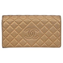 Used Chanel Bronze Quilted Large Flap Wallet
