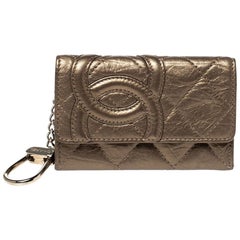Chanel Bronze Quilted Leather Cambon Key Case Holder