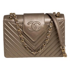 Chanel Bronze Quilted Leather Collar and Tie Flap Bag