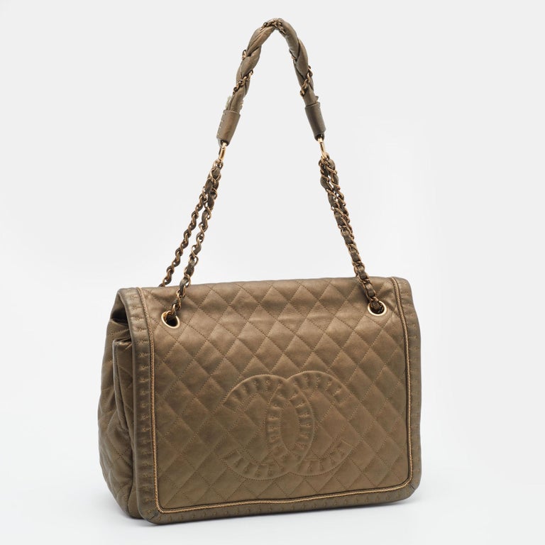 Chanel Bronze Quilted Caviar Handle Bag