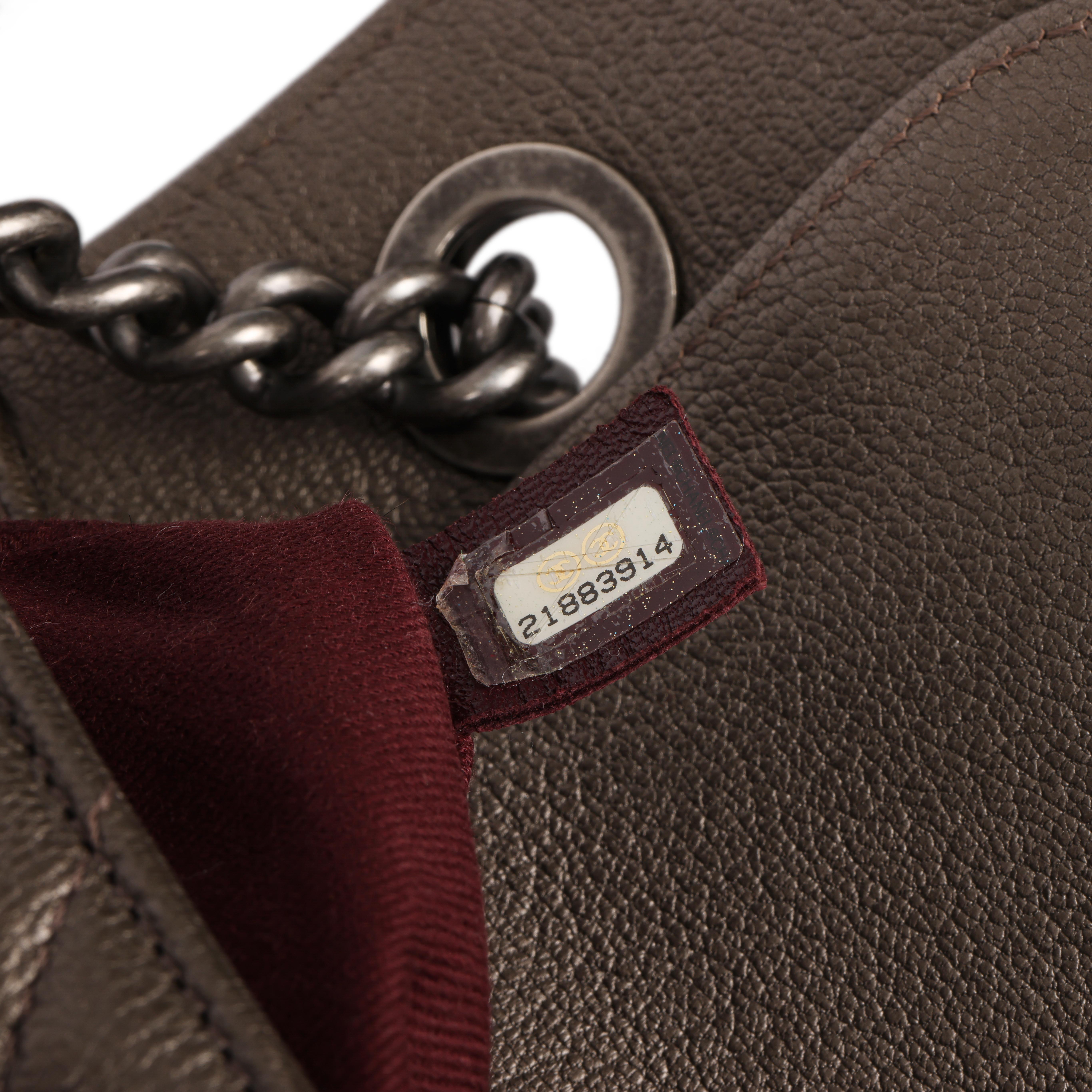 Women's Chanel Bronze Quilted Metallic Goatskin Leather Medium Perfect Edge Flap Bag