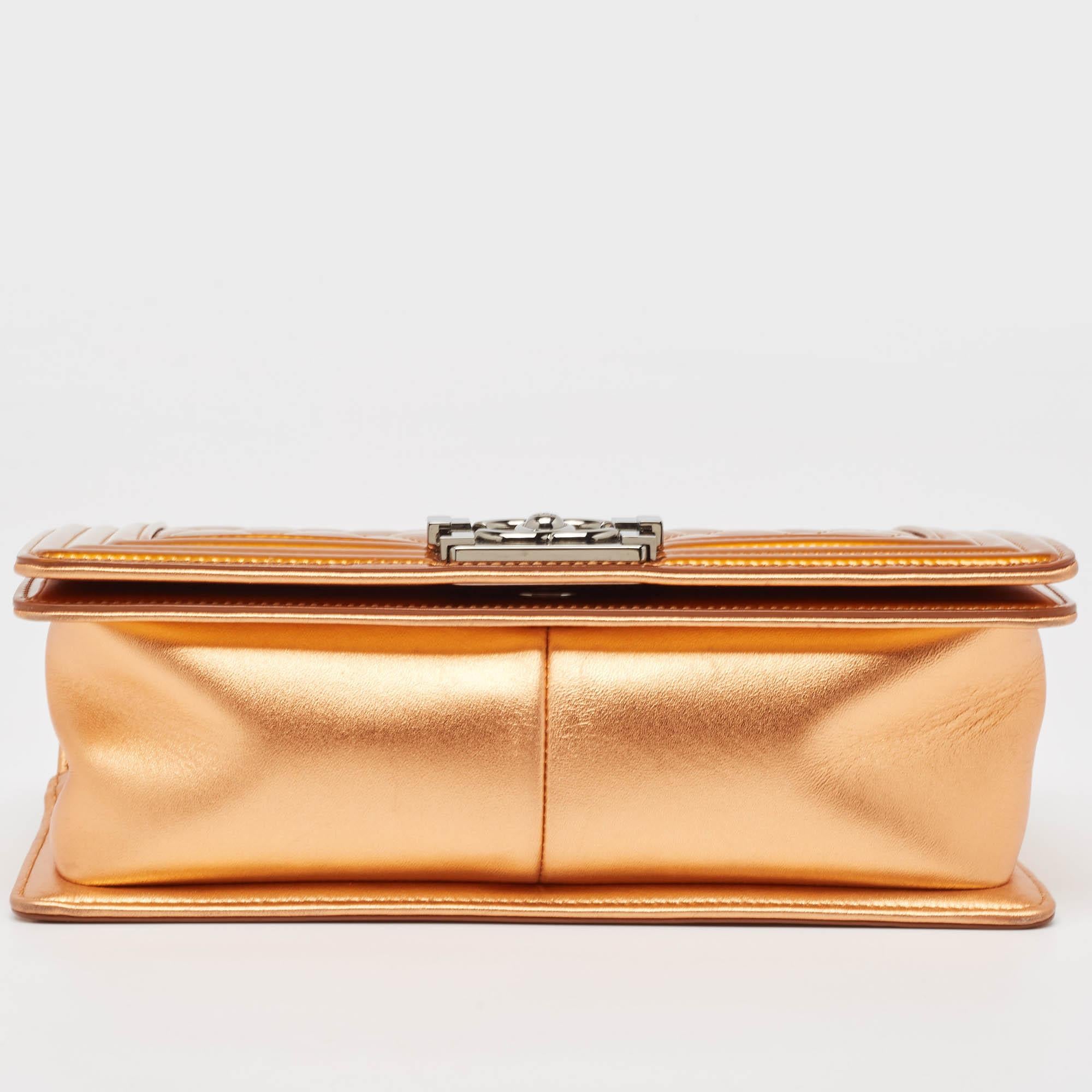 Chanel Bronze Quilted Patent Leather Medium Boy Flap Bag 3