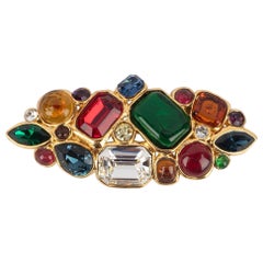 Chanel Brooch with Colourful Rhinestones, 1990s