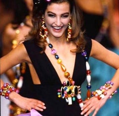 Chanel Brooch with Glass Paste Cabochons, Resin, Rhinestones and Beads, 1991