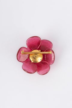 Chanel Brooch with Pink Glass Paste Camellia