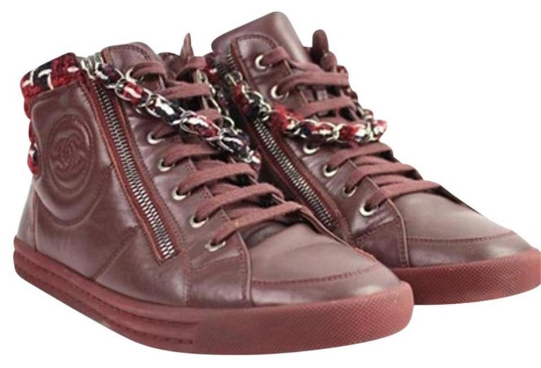 Chanel Brown 15k Tweed Lambskin Sneakers 37cca1014 Sneakers For Sale at ...