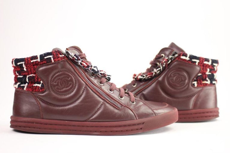 Chanel Brown 15k Tweed Lambskin Sneakers 37cca1014 Sneakers For Sale at ...