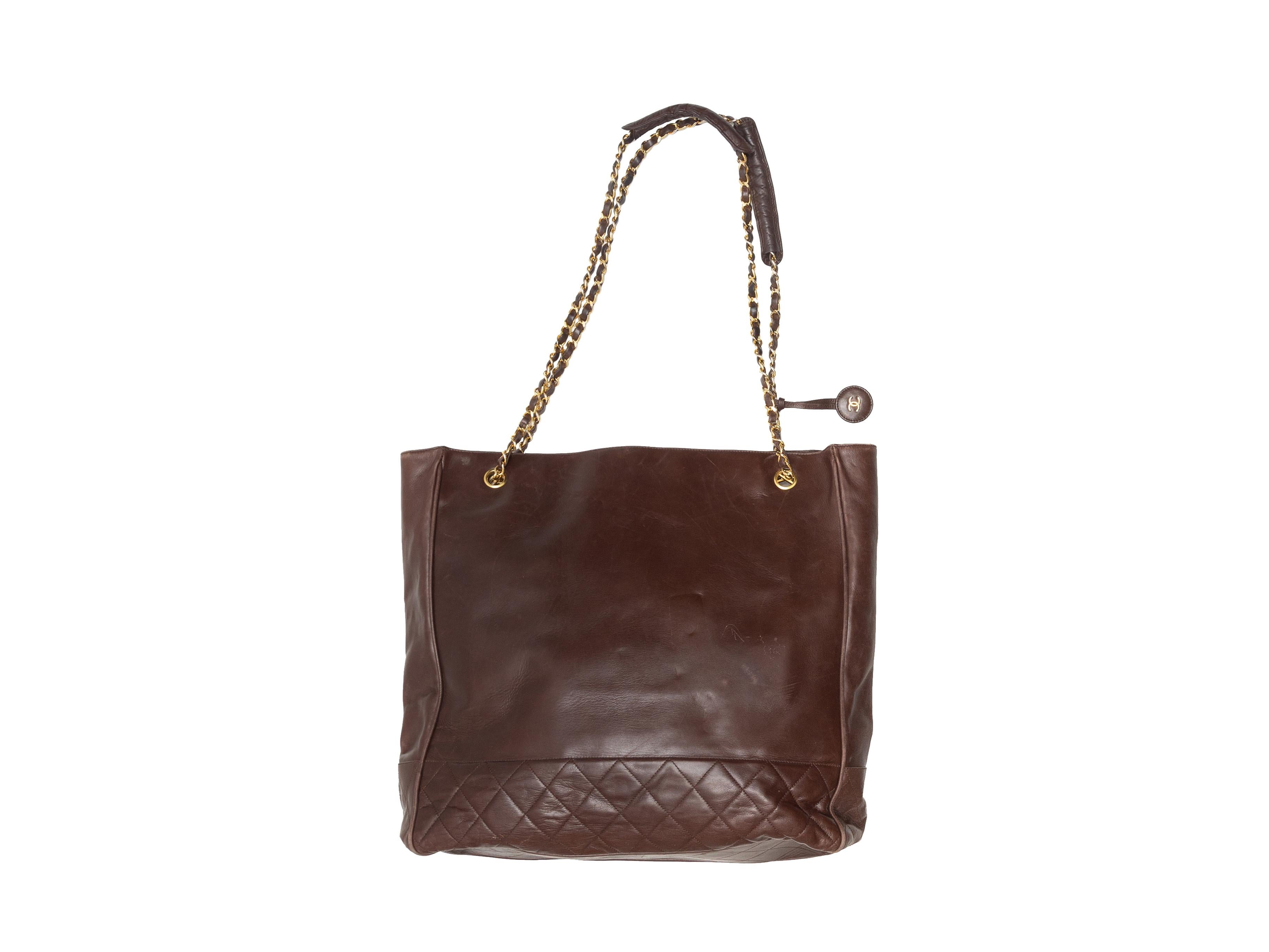 Chanel Brown 1980s Leather Tote Bag In Good Condition In New York, NY