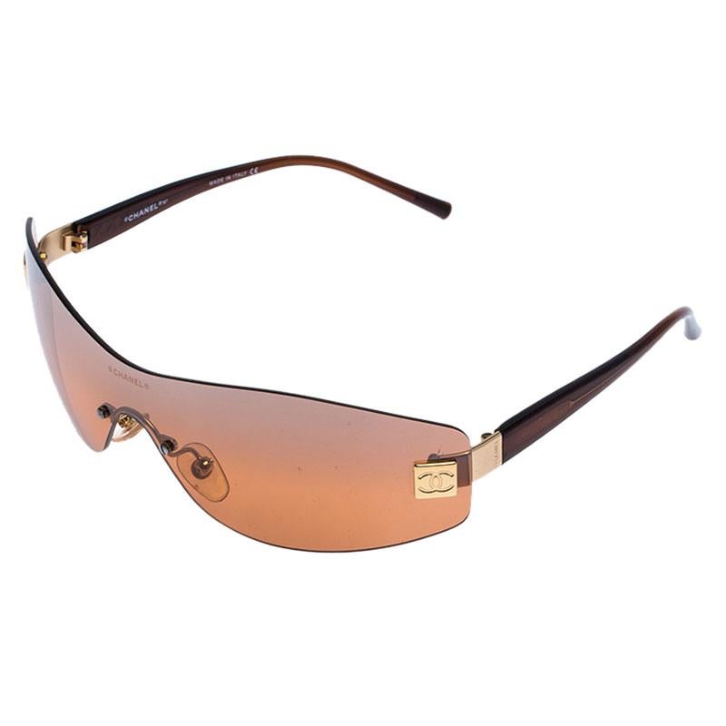 rimless brown sunglasses