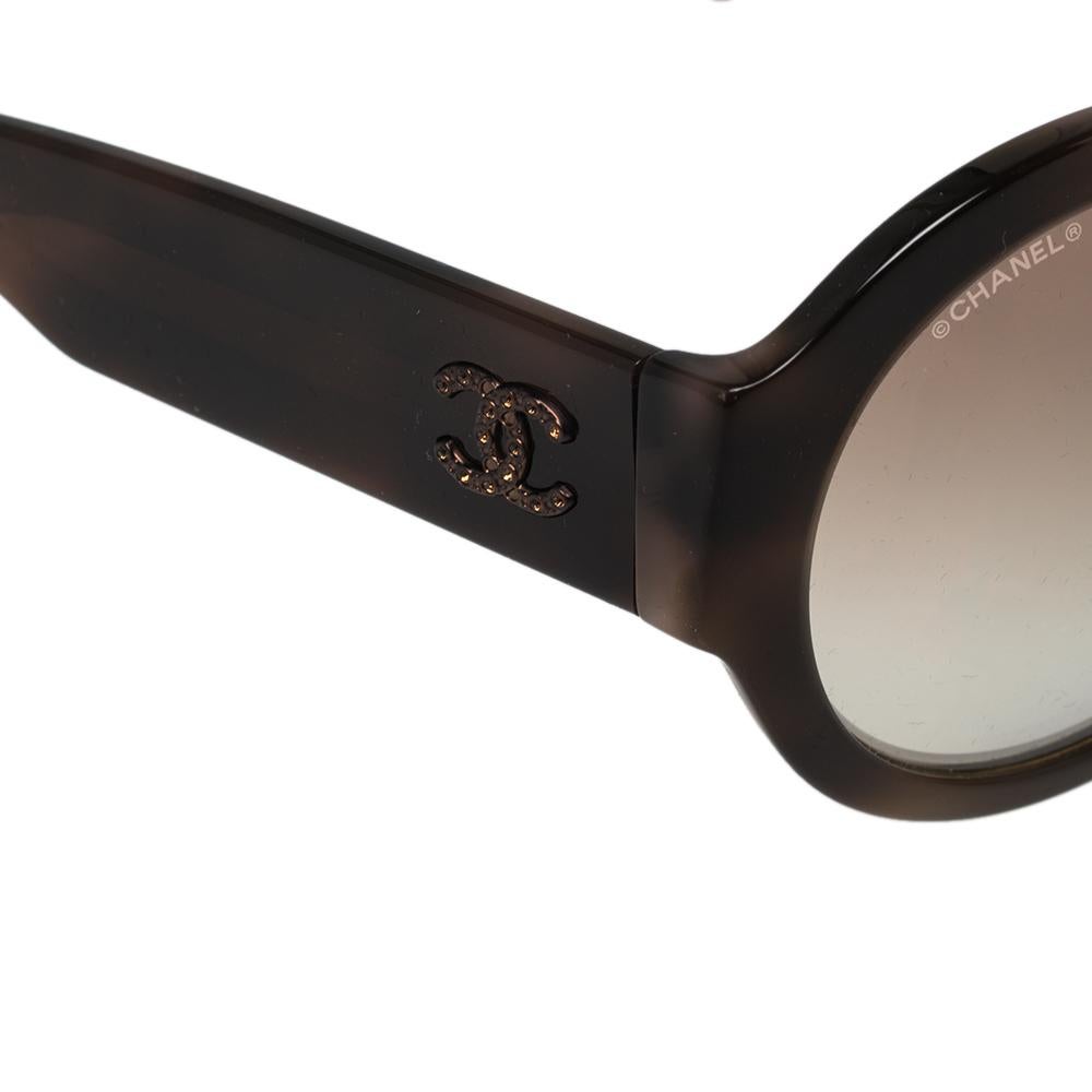 Black Chanel Brown Acetate Gradient 5419-B Round Sunglasses