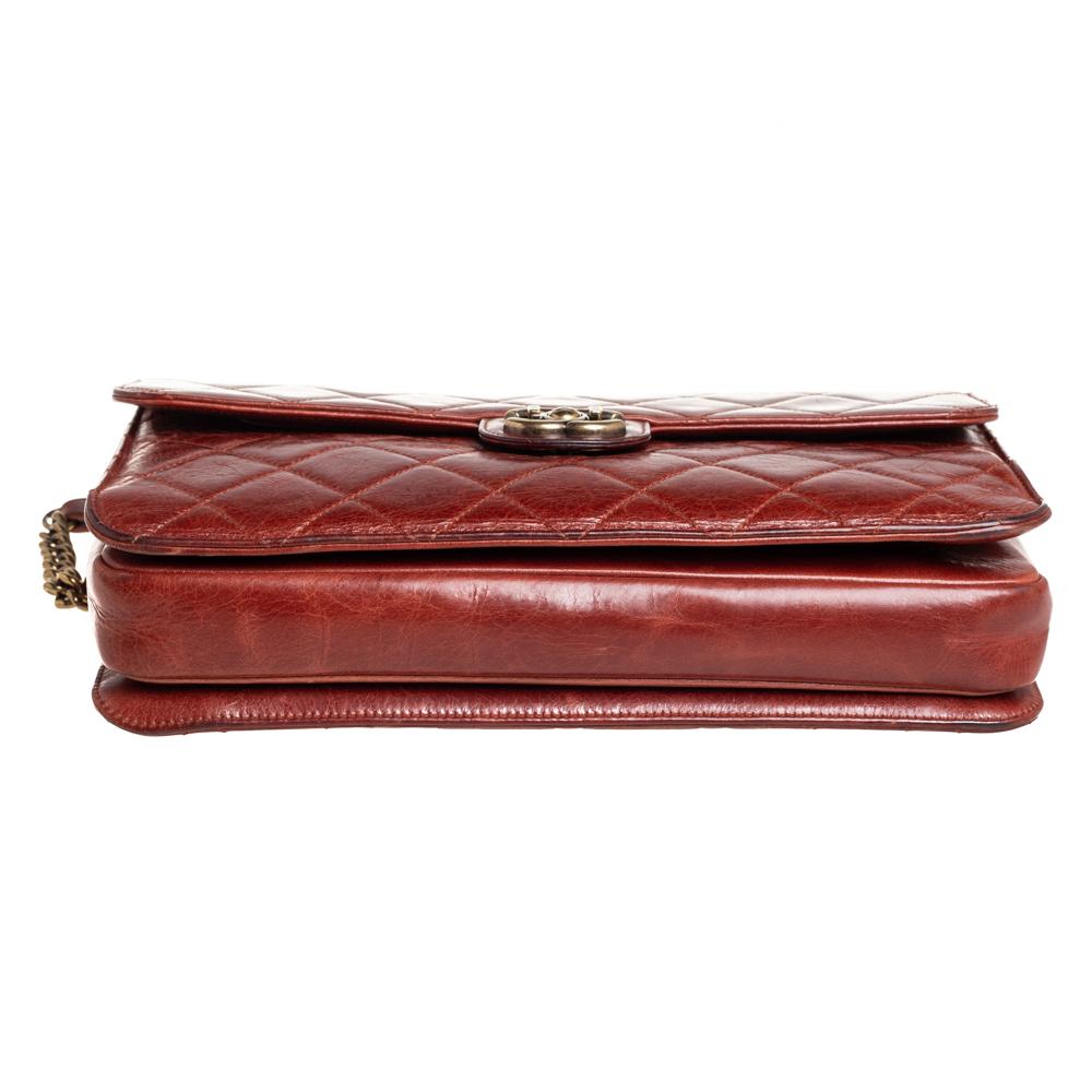 Chanel Brown Aged Leather Large Perfect Edge Flap Bag In Good Condition In Dubai, Al Qouz 2